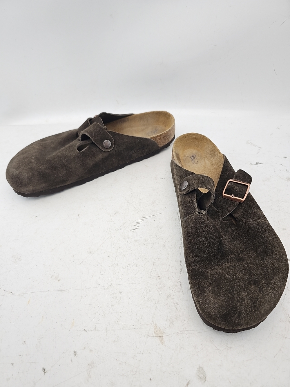 Birkenstock Men's Boston Brown Suede Clogs Size 43